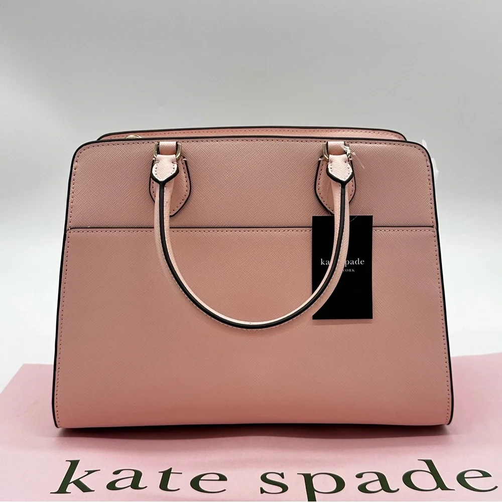 Kate Spade Madison Printed Medium Satchel Bag Conch Pink - Picture 5 of 13
